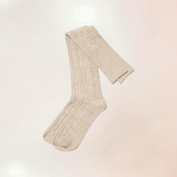 Pudus New oatmeal cable knit above knee sweater socks size 6-9 - Picture 12 of 12